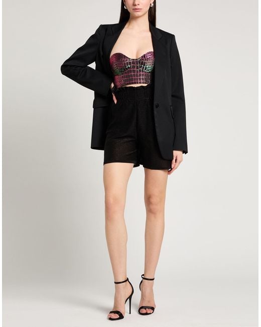 VIKI-AND Black Shorts & Bermuda Shorts Viscose, Polyester, Metallic Polyester