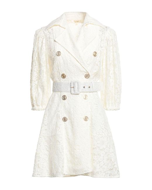 W Les Femmes By Babylon White Ivory Mini Dress Viscose, Cotton, Nylon, Polyamide