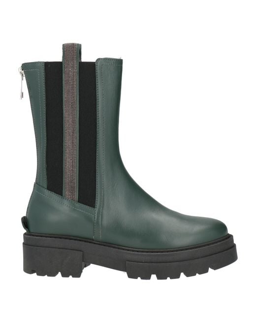 Fabiana Filippi Green Dark Ankle Boots Leather