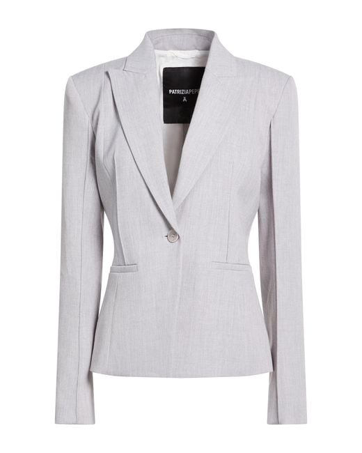 Patrizia Pepe Gray Light Blazer Polyester, Viscose, Elastane
