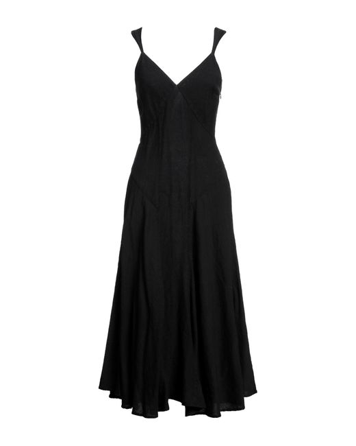120% Lino Black Midi Dress