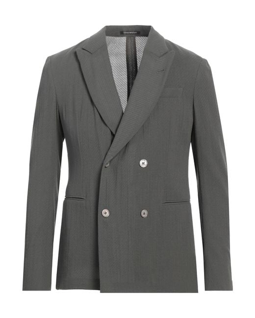 Emporio Armani Gray Military Blazer Virgin Wool for men
