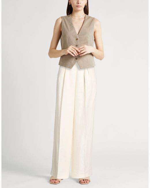 Peserico White Cream Pants Linen