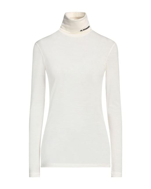 Jil Sander White Ivory T-Shirt Polyester, Virgin Wool