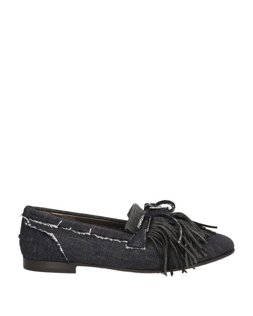 Brunello Cucinelli Black Loafers Textile Fibers, Metal