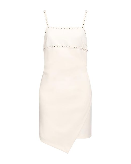 Pinko White Cream Mini Dress Polyester, Elastane, Aluminum