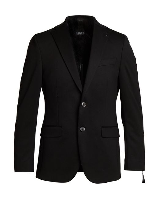 DIGEL Black Blazer Polyester, Viscose, Polyamide, Elastane for men