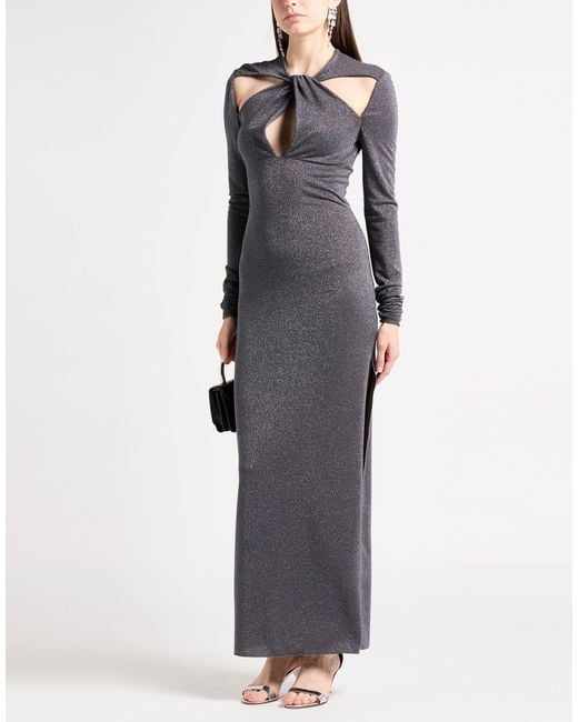 LES FILLES D'EVA Gray Maxi Dress Viscose, Polyester, Elastane