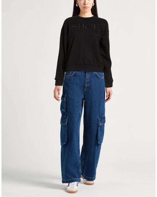 Shoe Black Sweatshirt Cotton, Polyester