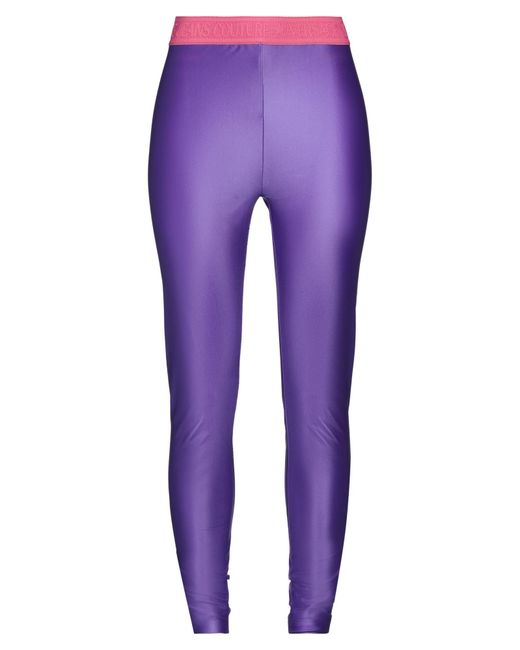 Versace Jeans Couture Purple Leggings Polyamide, Elastane