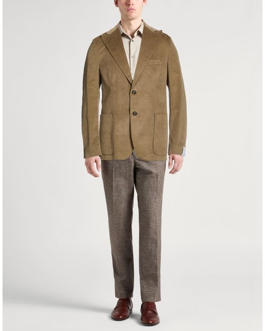 Paolo Pecora Brown Military Blazer Cotton, Elastane for men