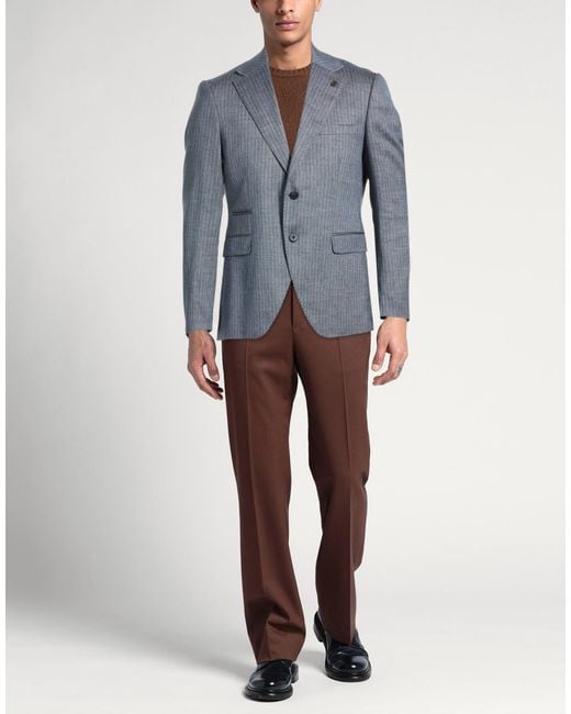 SUIT SARTORIA Blue Slate Blazer Linen, Pes, Viscose, Elastane for men