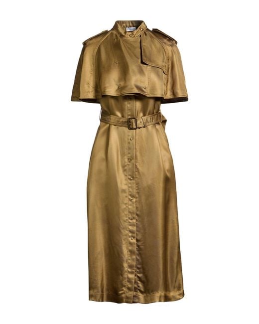 Burberry Metallic Khaki Midi Dress Viscose