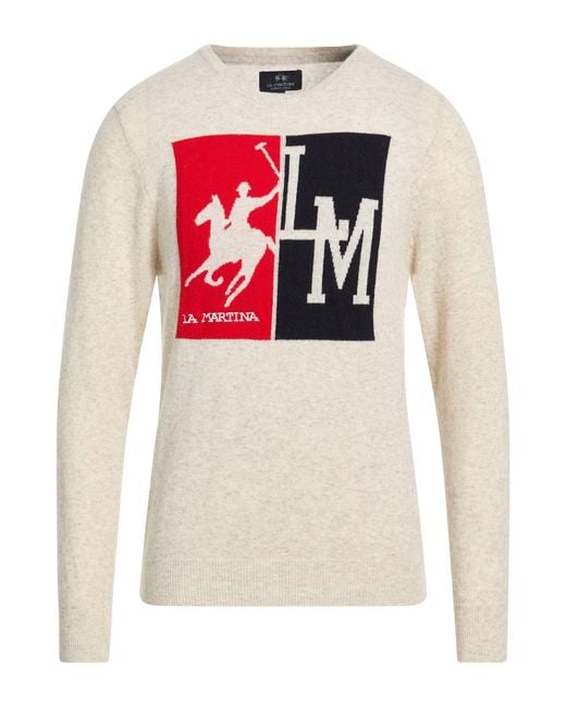 La Martina White Sweater Lambswool, Nylon for men