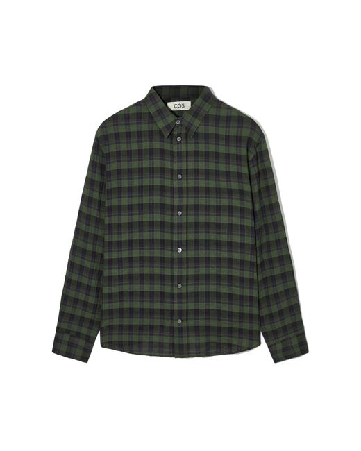 COS Green Textured Checked Shirt for men