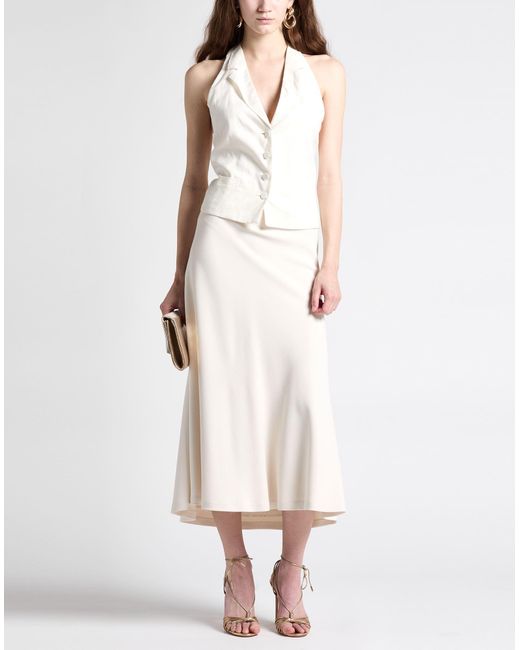 Brunello Cucinelli White Midi Skirt Viscose, Elastane