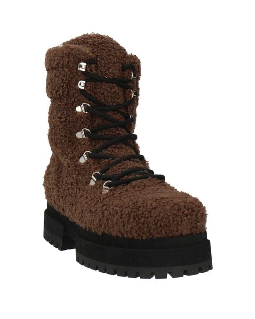 MARIA LUCA Brown Ankle Boots Leather, Textile Fibers