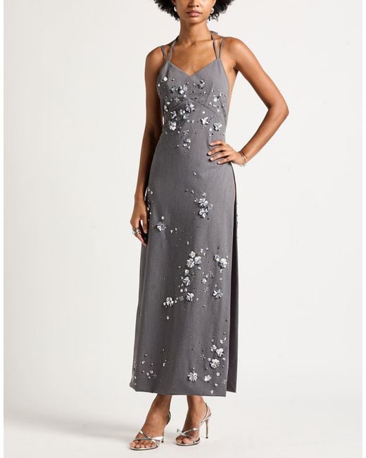 DES_PHEMMES Purple Maxi Dress Polyester, Viscose, Wool, Elastane