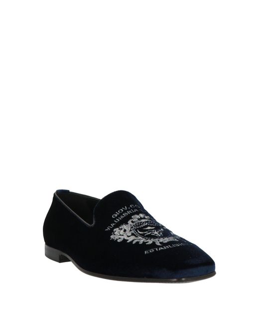 Giovanni Conti Blue Loafers Textile Fibers for men