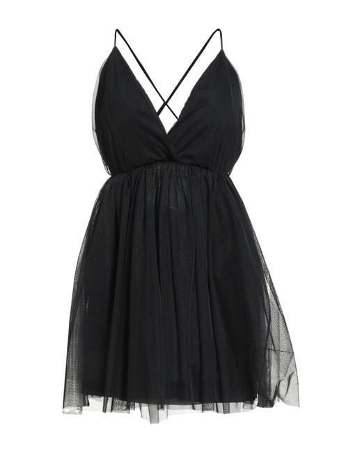 Haveone Black Mini Dress Polyester