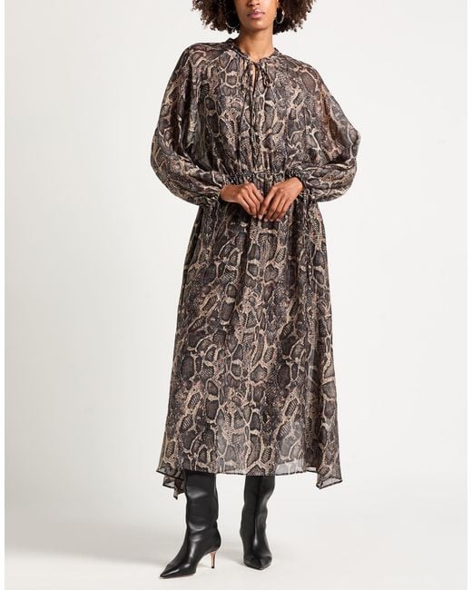 Kiltie Brown Maxi Dress Cotton, Silk
