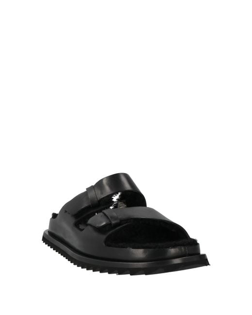 Officine Creative Black Sandals Leather, Shearling for men