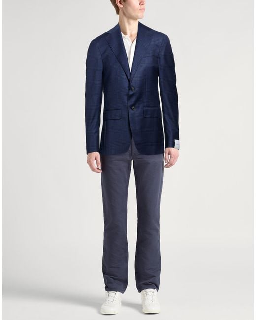 Caruso Blue Blazer Wool, Silk for men
