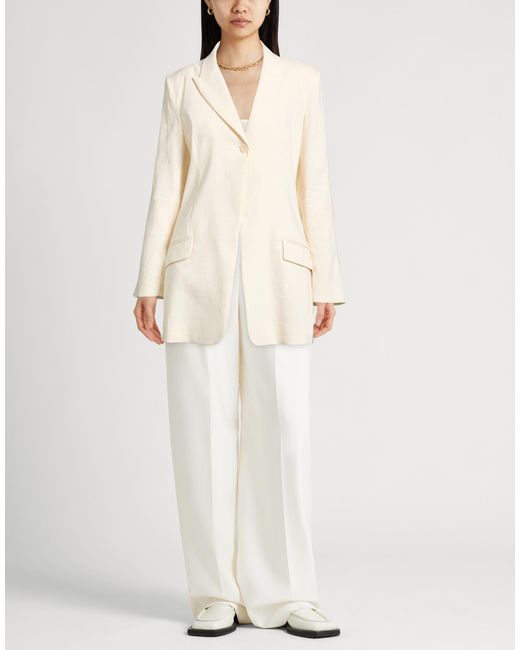 Patrizia Pepe Natural Ivory Blazer Linen, Polyamide