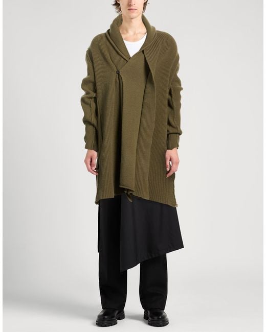 Masnada Green Military Cardigan Wool for men