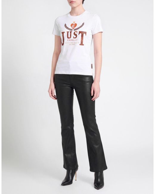 Just Cavalli White T-Shirt Cotton, Elastane