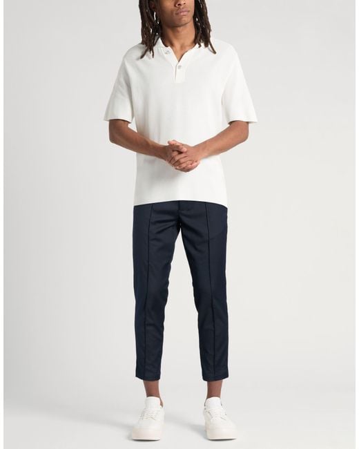 Isaia Blue Pants Wool, Cotton, Elastane for men