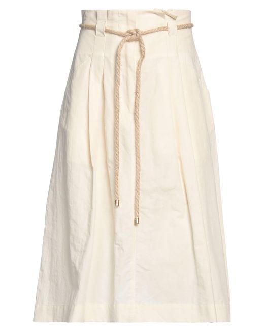 19.70 Nineteen Seventy Natural Cream Midi Skirt Cotton, Hemp