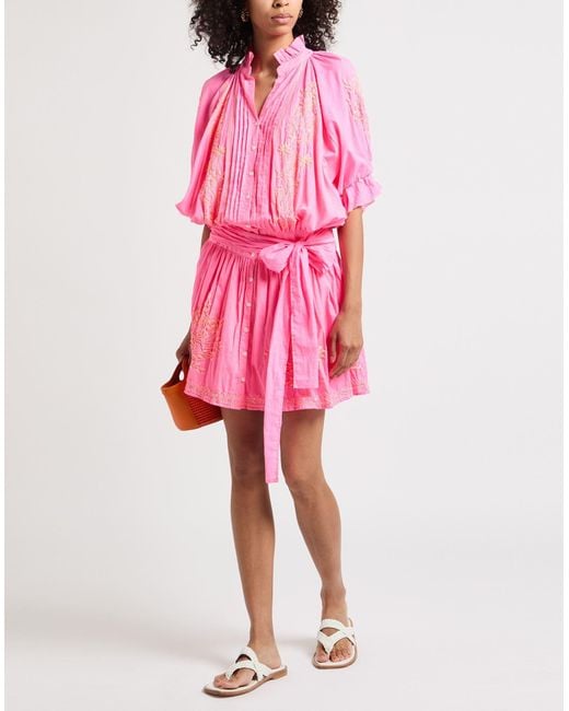 Juliet Dunn Pink Fuchsia Mini Dress Cotton