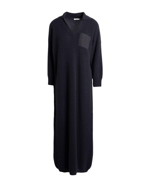Peserico Blue Midi Dress Virgin Wool, Silk, Cashmere