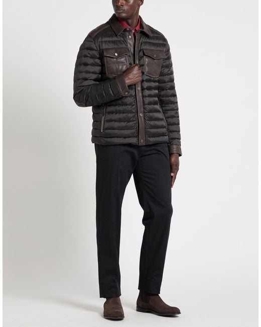 Moorer Black Puffer Polyamide, Cow Leather for men