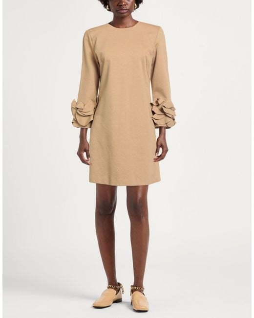 MEIMEIJ Natural Camel Mini Dress Viscose, Polyamide, Elastane
