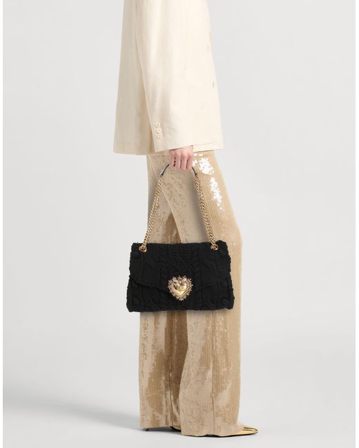 Dolce & Gabbana Black Shoulder Bag Textile Fibers
