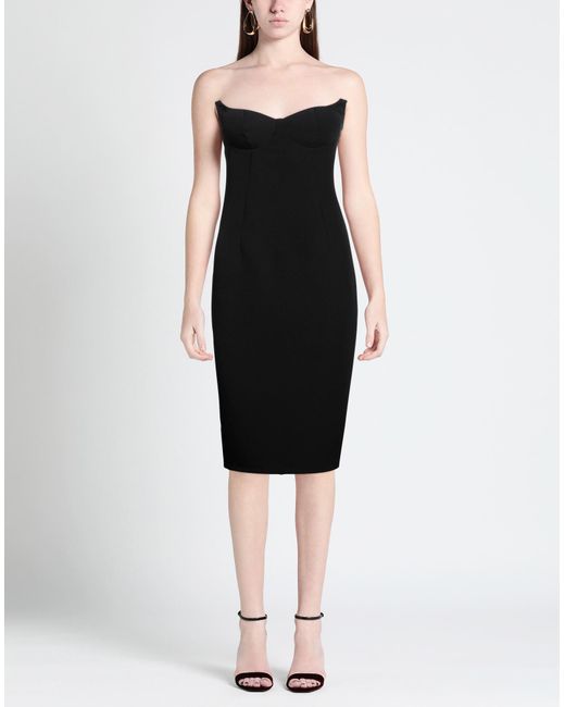 ACTUALEE Black Midi Dress