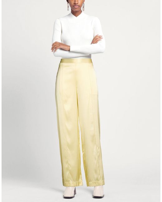 Roberto Collina Yellow Pants Silk, Elastane
