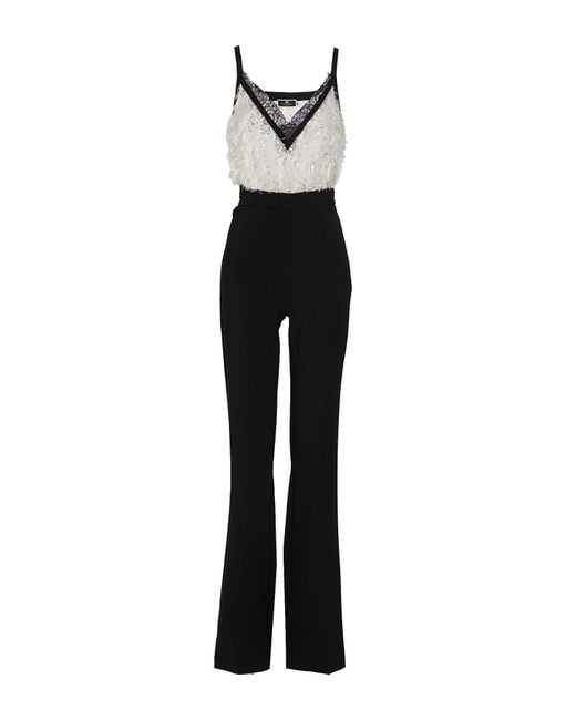 Elisabetta Franchi White Jumpsuit Polyamide, Plastic, Viscose, Polyester, Elastane