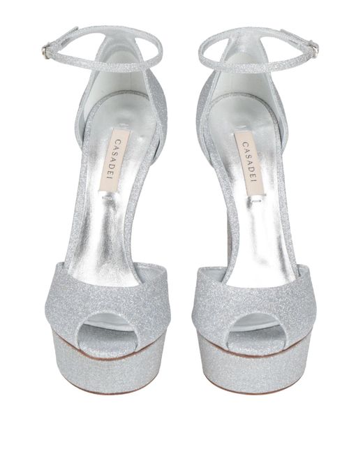 Casadei White Sandals Textile Fibers