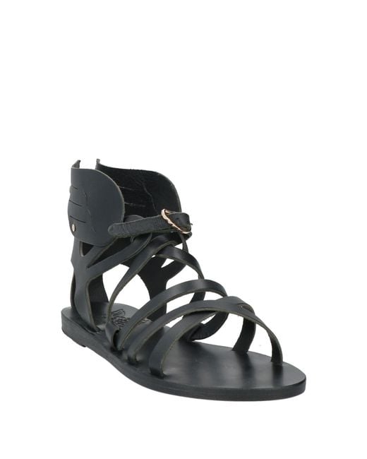 Ancient Greek Sandals Black Sandals Leather