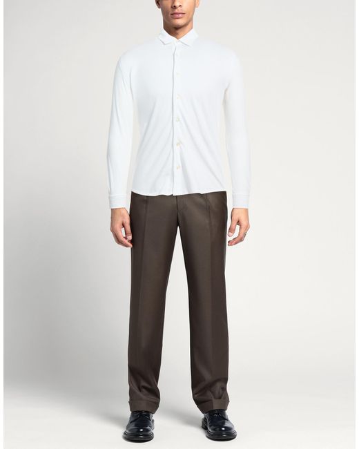 Original Vintage Style White Shirt Cotton, Elastane for men