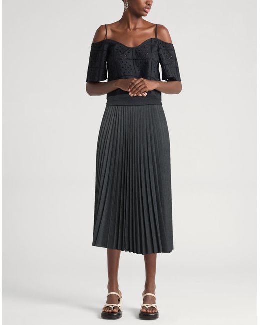 D.exterior Gray Maxi Skirt Virgin Wool, Polyester, Merino Wool