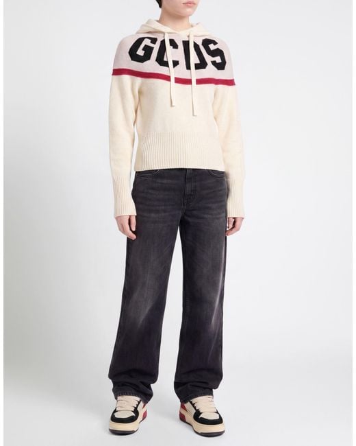Gcds White Ivory Sweater Wool, Recycled Wool, Recycled Polyamide
