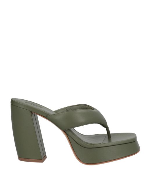Gia Borghini Green Military Thong Sandal Leather