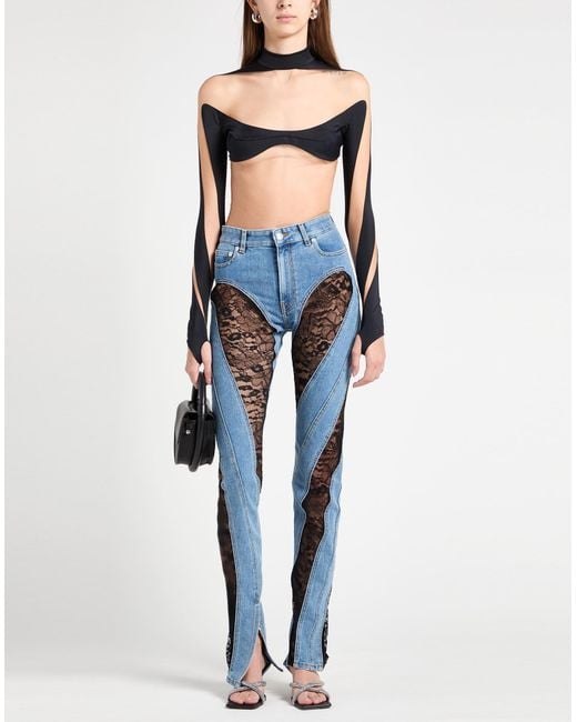 Mugler Blue Jeans Cotton, Elastomultiester, Polyamide, Viscose, Elastane