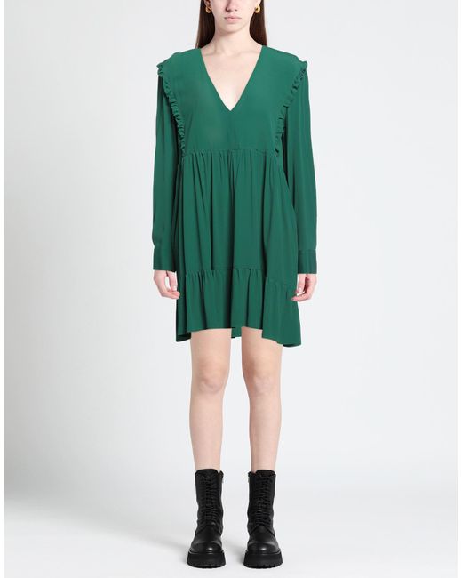 SOLOTRE Green Mini Dress Acetate, Silk
