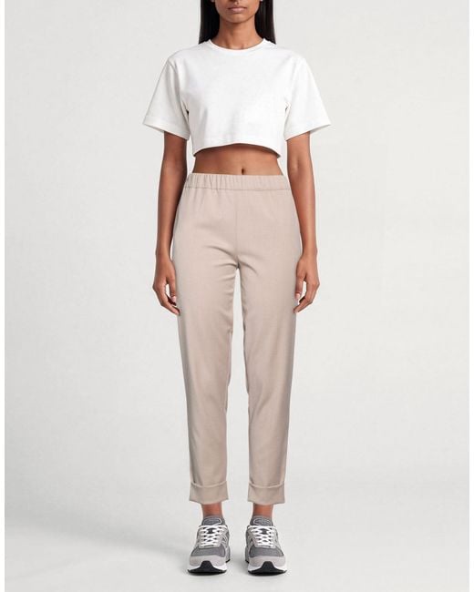 D.exterior Natural Pants Polyester, Viscose, Elastane