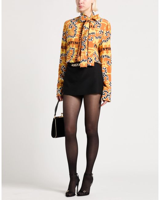 Valentino Garavani Black Mini Skirt Virgin Wool, Silk